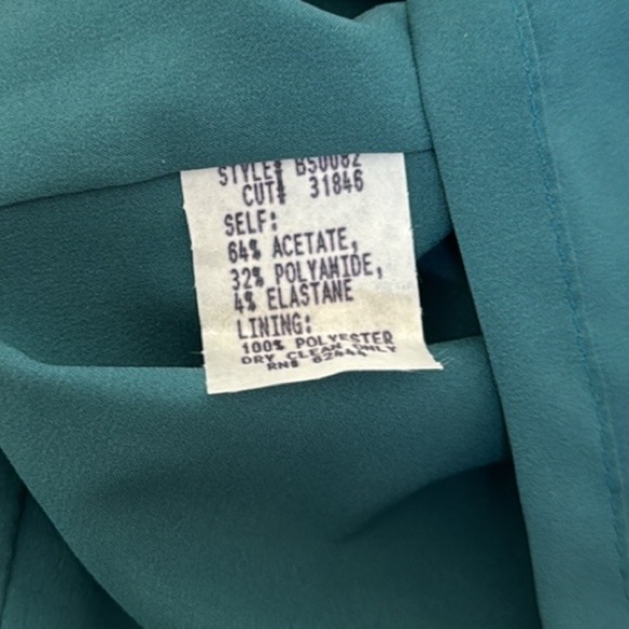 NWT Nicole Miller Teal Satin vneck ruched dress sz 8 - Picture 14 of 14